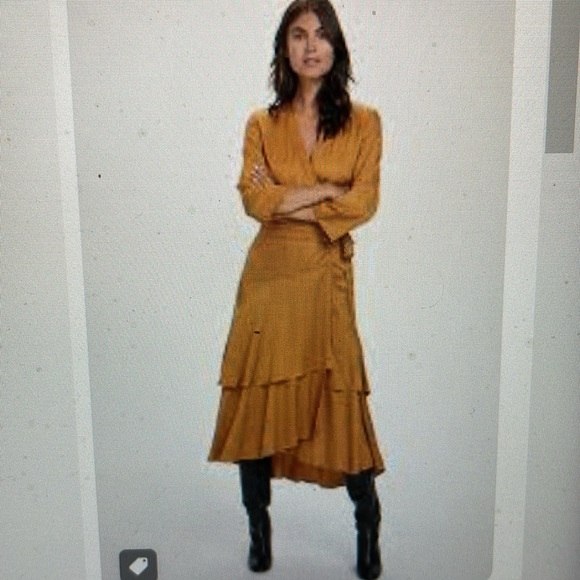 Part Two viviettes wrap dress with ruffle midi hem and cropped sleeve - Picture 4 of 8